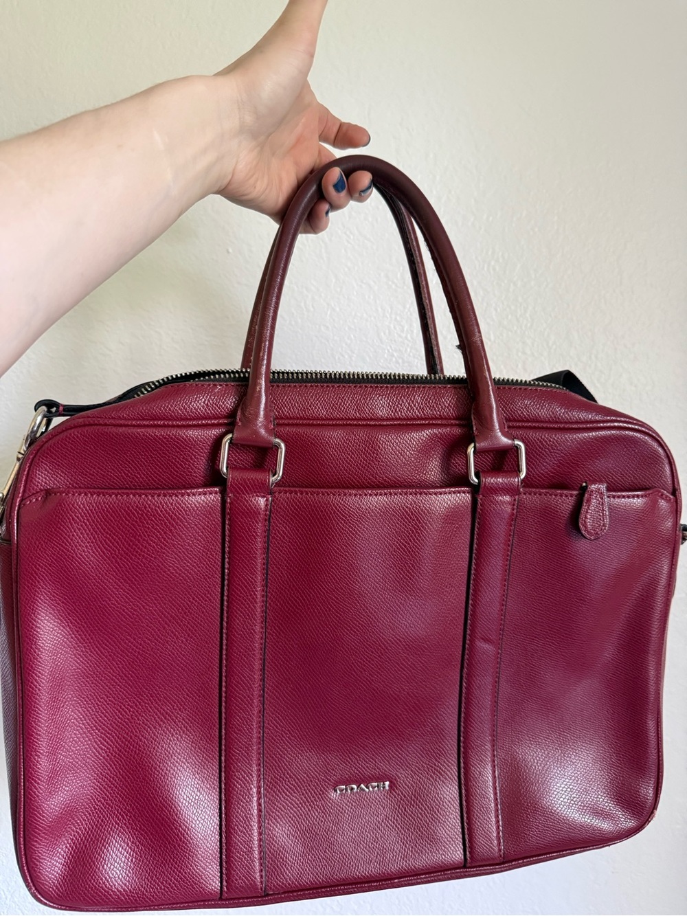 Coach Burgundy Leather Briefcase with Dual Top Handles